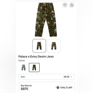 Palace x Evisu camo denim jeans